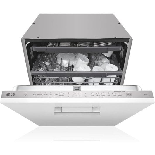 Máquina de lavar loiça de encastrar em aço inoxidável LG DB243TX QuadWash EasyRack Wi-Fi 14L