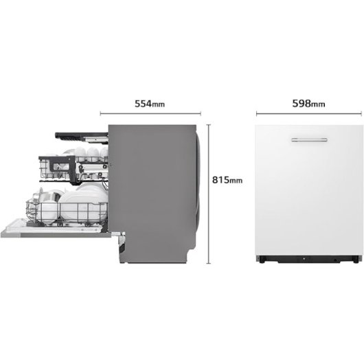 Máquina de lavar loiça de encastrar em aço inoxidável LG DB243TX QuadWash EasyRack Wi-Fi 14L