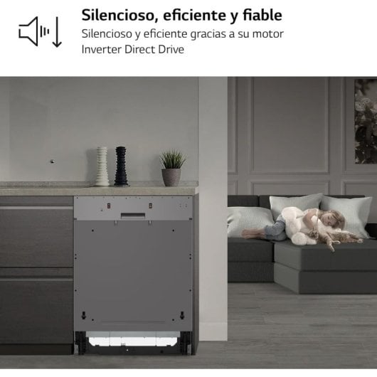 Máquina de lavar loiça de encastrar em aço inoxidável LG DB243TX QuadWash EasyRack Wi-Fi 14L