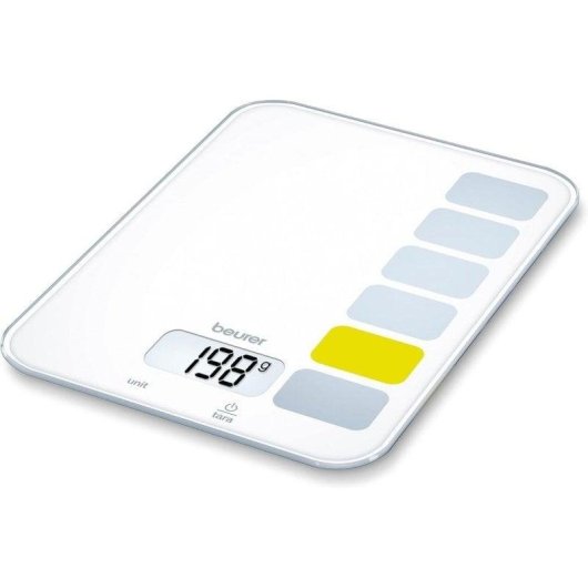 Balance de cuisine Beurer KS19 Bon Appetite 5kg 1g Blanc LCD Verre Sécurité Tactile
