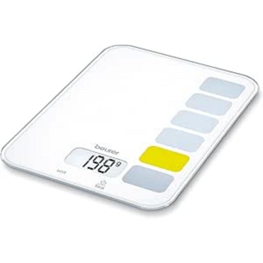 Báscula de cocina Beurer KS19 Bon Appetite 5kg/1g Blanco LCD Cristal Seguridad Apagado Auto Táctil