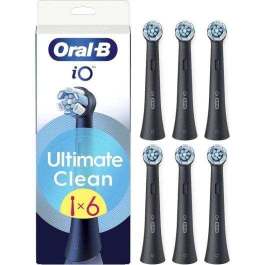 Brossettes de rechange Oral-B iO Ultimate Clean, lot de 6, noires, microvibrations, anti-plaque