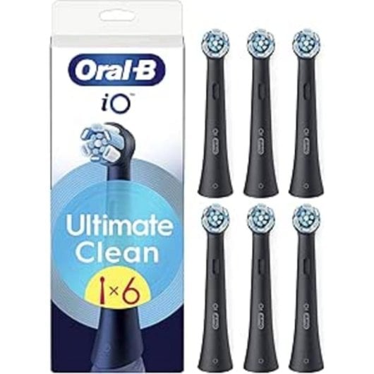Brossettes de rechange Oral-B iO Ultimate Clean, lot de 6, noires, microvibrations, anti-plaque
