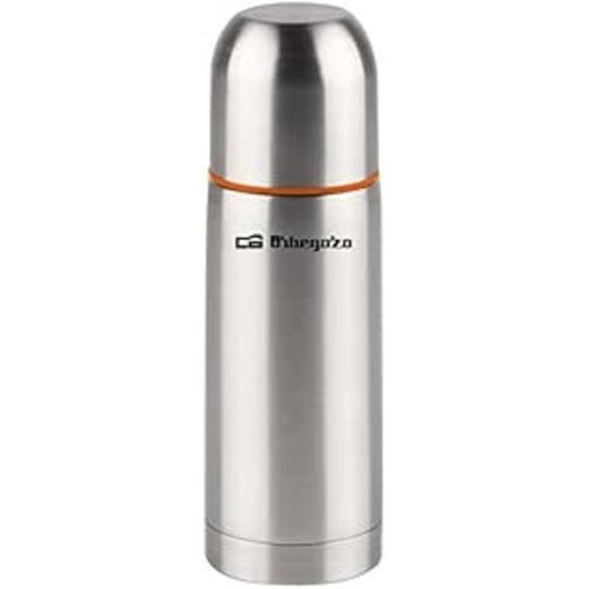 Orbegozo TRL 160 Edelstahl-Thermoskanne, 150 ml, Druckknopfverschluss, kalt 24 h, heiß 12 h