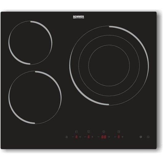 Placa vitrocerámica Rommer VTM-60 3 fuegos 5700W biselada display negro