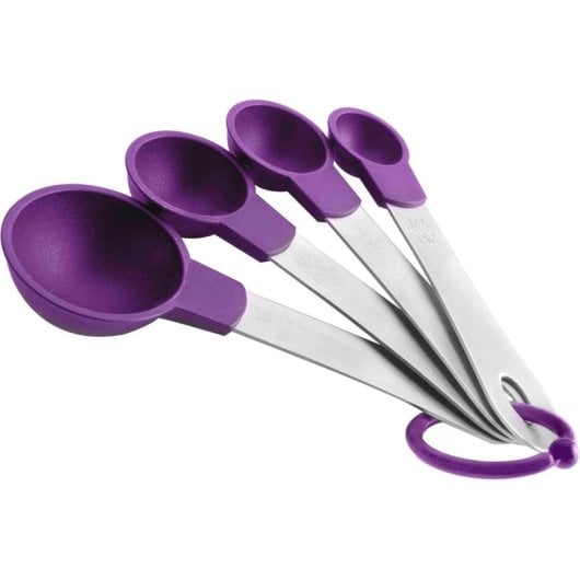Ensemble de 4 cuillères à mesurer Ibili en nylon et acier inoxydable, longueur 14 cm, couleur violette