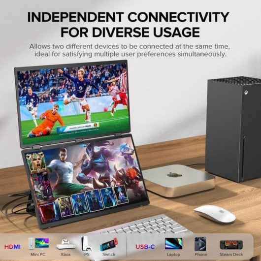 UPERFECT UP185100HZ Monitor Duplo 18.5'' 100Hz IPS Type-C sRGB VESA com Rotação 360°