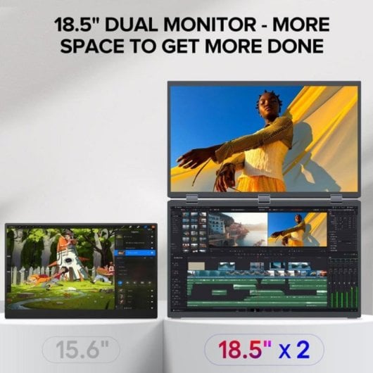 UPERFECT UP185100HZ Monitor Duplo 18.5'' 100Hz IPS Type-C sRGB VESA com Rotação 360°