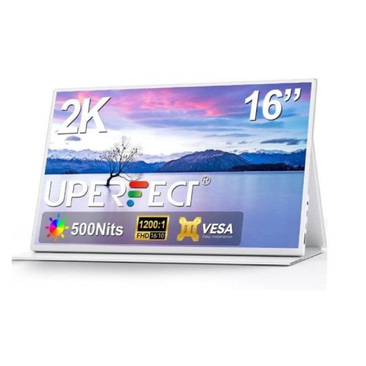 UPERFECT 2K 16" tragbarer Monitor 500 Nits 16:10 700 g HDMI 2x USB-C VESA Mate
