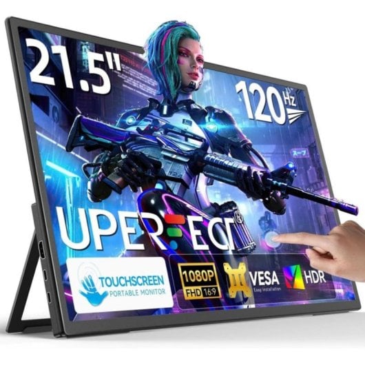 Monitor portátil táctil 21,5" 120Hz Gran Pantalla Ultra Fluida Multiconexión Universal
