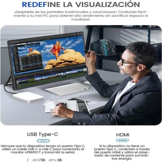 Monitor portátil táctil 21,5" 120Hz Gran Pantalla Ultra Fluida Multiconexión Universal