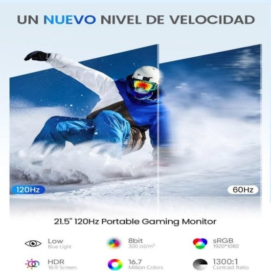 Monitor portátil táctil 21,5" 120Hz Gran Pantalla Ultra Fluida Multiconexión Universal