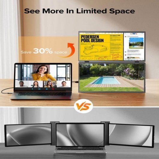 UPERFECT UP1561080P Monitor Duplo Portátil Dobrável com Rotação 360°, sRGB 100%, VESA, USB-C