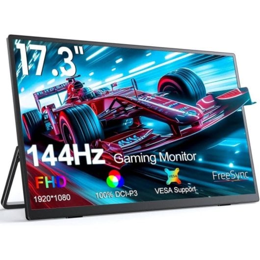 UPERFECT Tragbarer Monitor, 17,3 Zoll, Full HD, 144 Hz, FreeSync, USB-C, VESA, Lautsprecher, 180°-Unterstützung