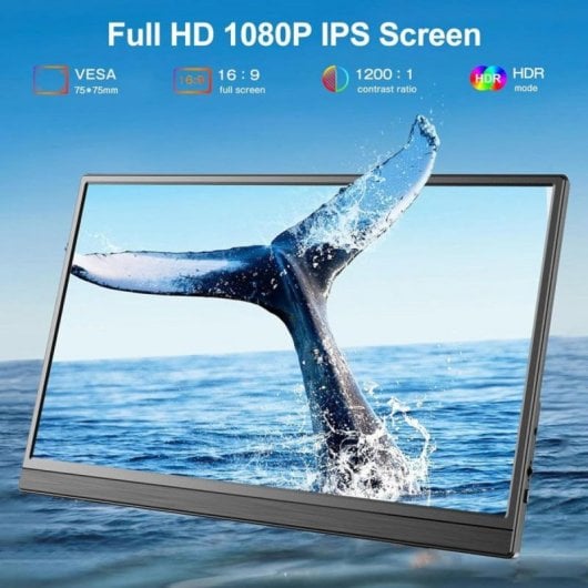 Monitor portátil UPERFECT Full HD 15.6" IPS 1200:1 FreeSync HDR USB-C HDMI Altavoces