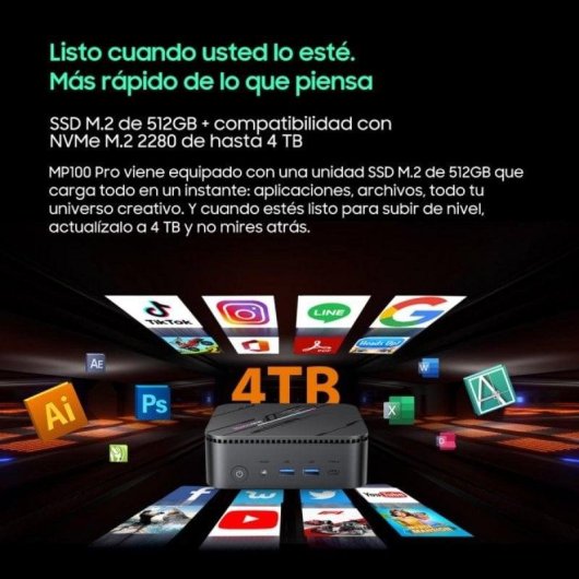 Mini PC Blackview MP100 Pro, Intel i5-12450H, 16 Go, SSD 512 Go, Wi-Fi 6, Windows 11 Pro