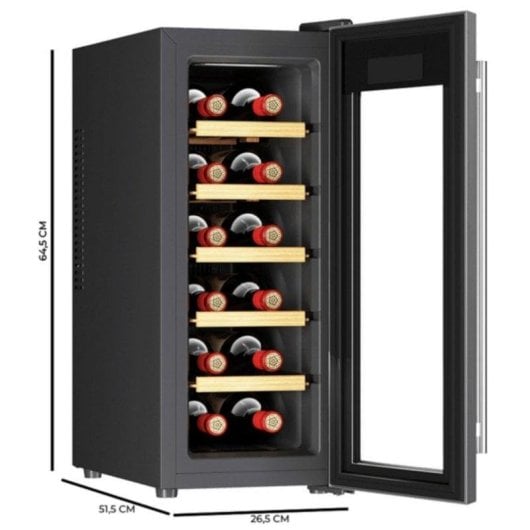 Enfriador de vino Cecotec 1270 termoeléctrico 12 botellas control táctil acero