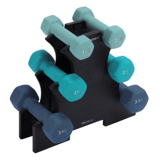 Mancuerna Cecotec 07139 Set de 6 piezas neopreno azul con rack antideslizante