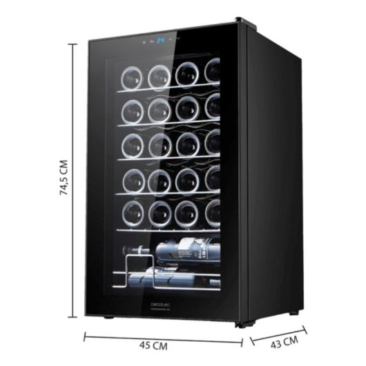 Nevera de vino Cecotec 00124 24 botellas compresor control táctil bajo ruido negro