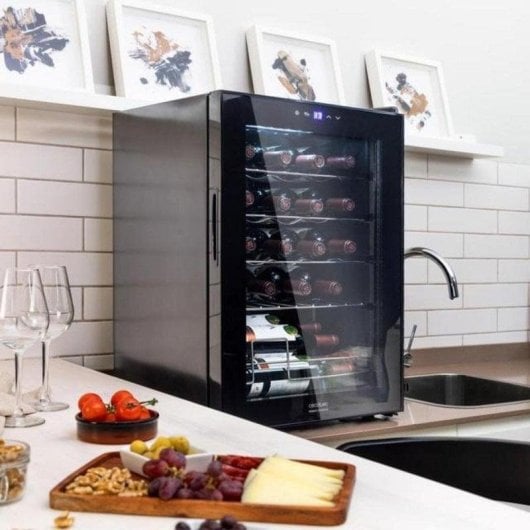 Weinkühler Cecotec 00122 GrandSommelier 2050 Black Compressor 20 Flaschen Touch Panel leise Schwarz