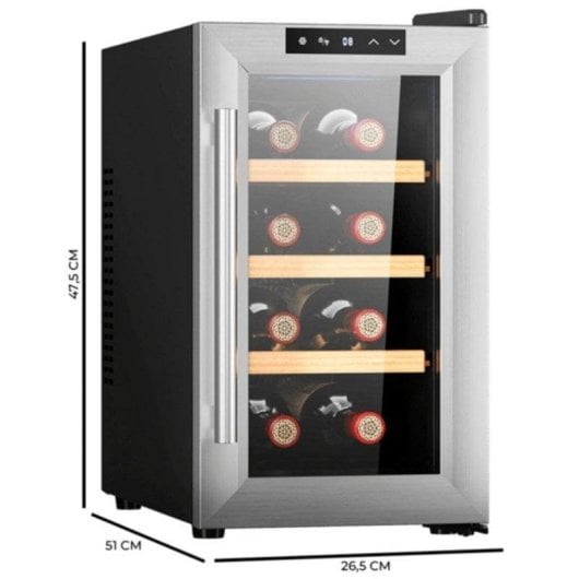 Weinkühlschrank Cecotec 02708 8 Flaschen Edelstahl Touchpanel Silent Betrieb