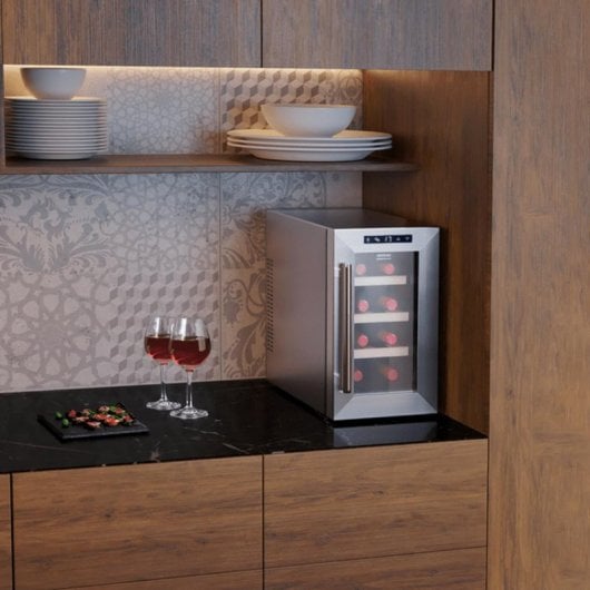 Adega Termoelétrica Cecotec 02708 8 Garrafas Frio Silencioso LED Stainless Steel