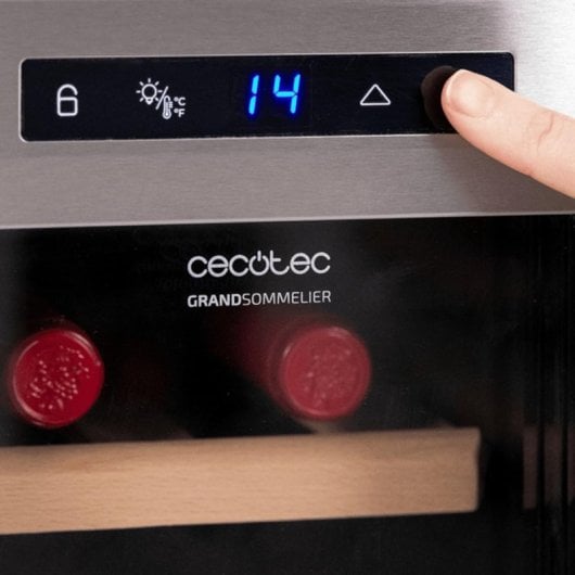 Adega Termoelétrica Cecotec 02708 8 Garrafas Frio Silencioso LED Stainless Steel