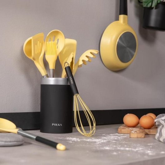 Utensilio de cocina Cecotec Polka Experience Vulcano 9 piezas Silicona Acero 220ºC Amarillo Pastel