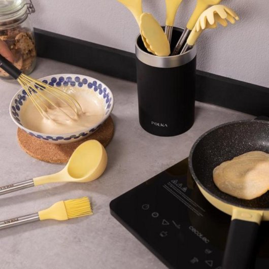 Utensilio de cocina Cecotec Polka Experience Vulcano 9 piezas Silicona Acero 220ºC Amarillo Pastel