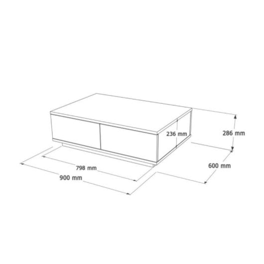 Mesa de centro Catalina diseño moderno, aglomerado 18mm, 2 puertas abatibles blanco/madera