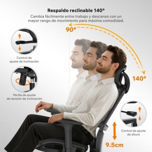 Silla ergonómica SENSE7 Neyo malla transpirable reposabrazos 3D soporte lumbar 140kg