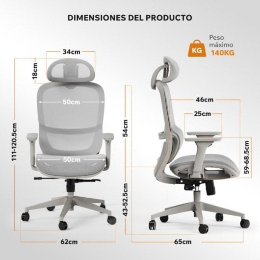 Silla ergonómica SENSE7 Neyo malla transpirable respaldo 140° reposabrazos 3D 140kg negra