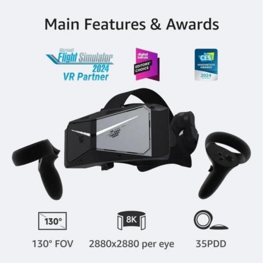 Pimax Crystal Light VR-Brille, Auflösung 2880 x 2880, 35PPD, asphärische Linsen, Inside-Out-Tracking
