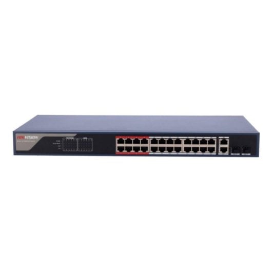 Hikvision DS-3E1326P-EI(B) Switch 24x Portas PoE+ Fast Ethernet 2 Combo Gigabit Rack 1U