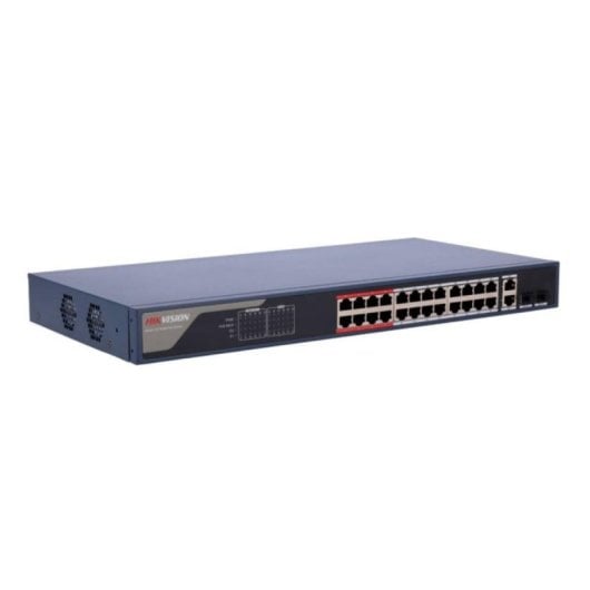 Hikvision DS-3E1326P-EI(B) Switch 24x Portas PoE+ Fast Ethernet 2 Combo Gigabit Rack 1U