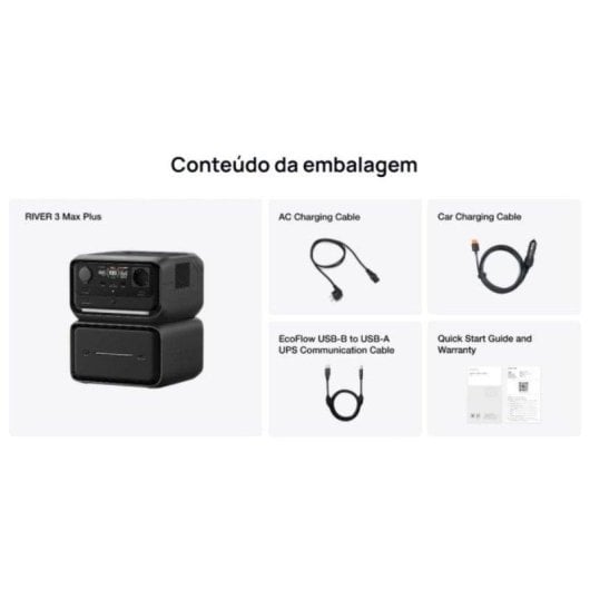 Estacao de energia EcoFlow River 3 Max Plus 872Wh 2 portas AC 3 USB LiFePO4 UPS Tela LCD