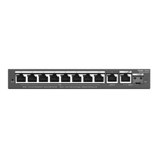 Switch Ruijie RG-ES210GS-P 10 Puertos Gigabit PoE+ Gest. L2 Rack 120W SFP Combo