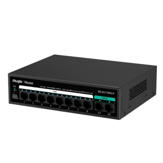 Commutateur Ruijie RG-ES110FG-P 8 ports PoE 10/100 Mbit/s + 2 ports Gigabit 5,6 Gbit/s