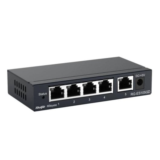 Commutateur Gigabit métallique sans ventilateur Ruijie RG-ES105GD à 5 ports, 10 Gbit/s, protection 6 kV