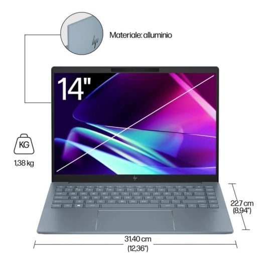 Computer portatile HP Pavilion Plus 14-ew0015nl Intel Core i7-1355U 16GB RAM 1TB SSD Argento