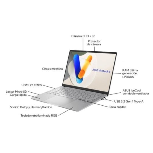 ASUS Vivobook S 14 OLED M5406WA-QD088W AMD Ryzen AI 9 HX 370 32 Go 1 To OLED 14" Argent