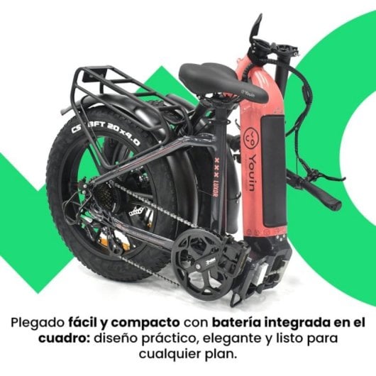Bicicleta Eléctrica YOUIN Luxor BK1716 Fat 250W 20'' Plegable Suspensión Pantalla Color
