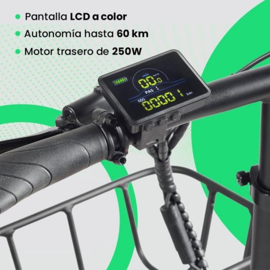 Bicicleta Eléctrica YOUIN Luxor BK1716 Fat 250W 20'' Plegable Suspensión Pantalla Color