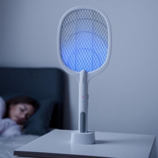 Raqueta Matainsectos InnovaGoods Elecfly Recargable 3000V Luz UV LED 2 en 1 Blanco