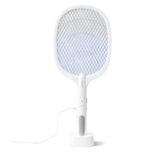 Raqueta Matainsectos InnovaGoods Elecfly Recargable 3000V Luz UV LED 2 en 1 Blanco