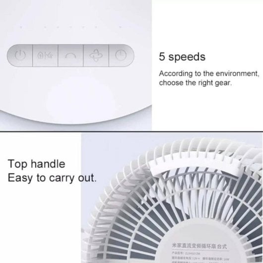 Ventilador Xiaomi Circulación Aire Escritorio Smart EU 100 Niveles, 28,4 dB, USB-C, 10m Alcance