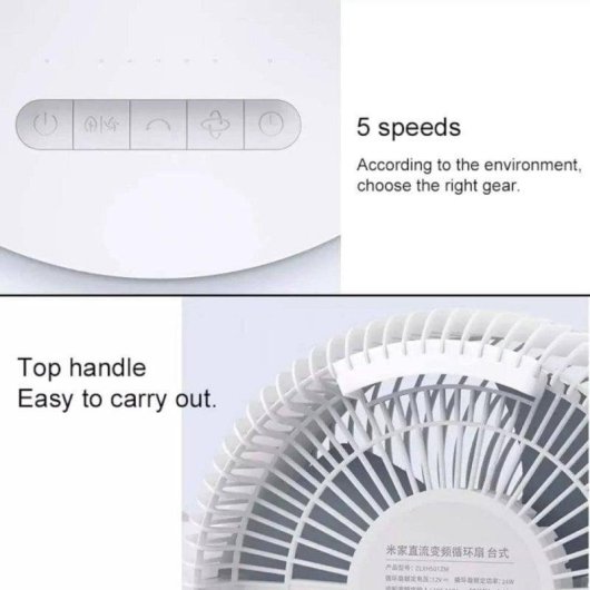 Ventoinha de Sobremesa Xiaomi Smart Desktop Air Circulation Fan 18W 100 Velocidades Silenciosa Wi-Fi