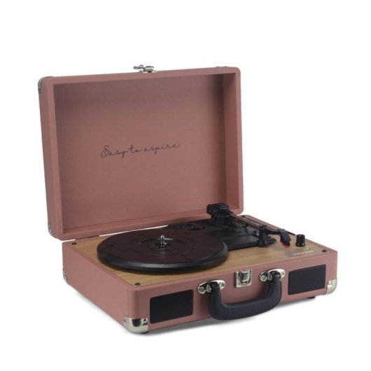 Prixton Mala Gira-Discos Bluetooth 2x5W com Conversor WAV, USB, SD, Rádio FM, 33/45/78 RPM