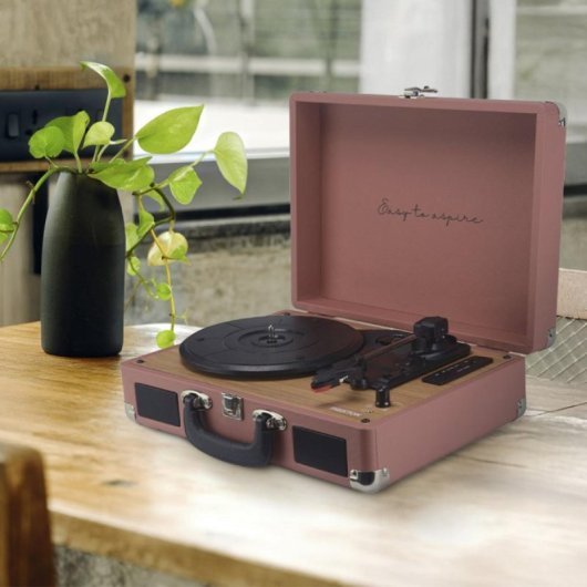 Prixton Mala Gira-Discos Bluetooth 2x5W com Conversor WAV, USB, SD, Rádio FM, 33/45/78 RPM