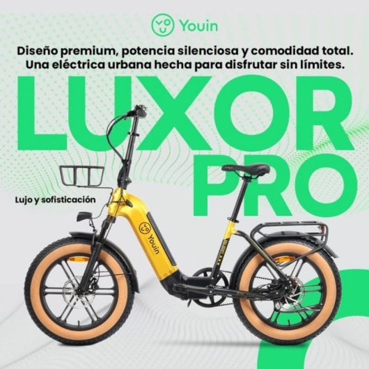 Bicicleta eléctrica YOUIN Luxor Pro BK1750 FAT Plegable 250W Autonomía 100km Carbono Gates